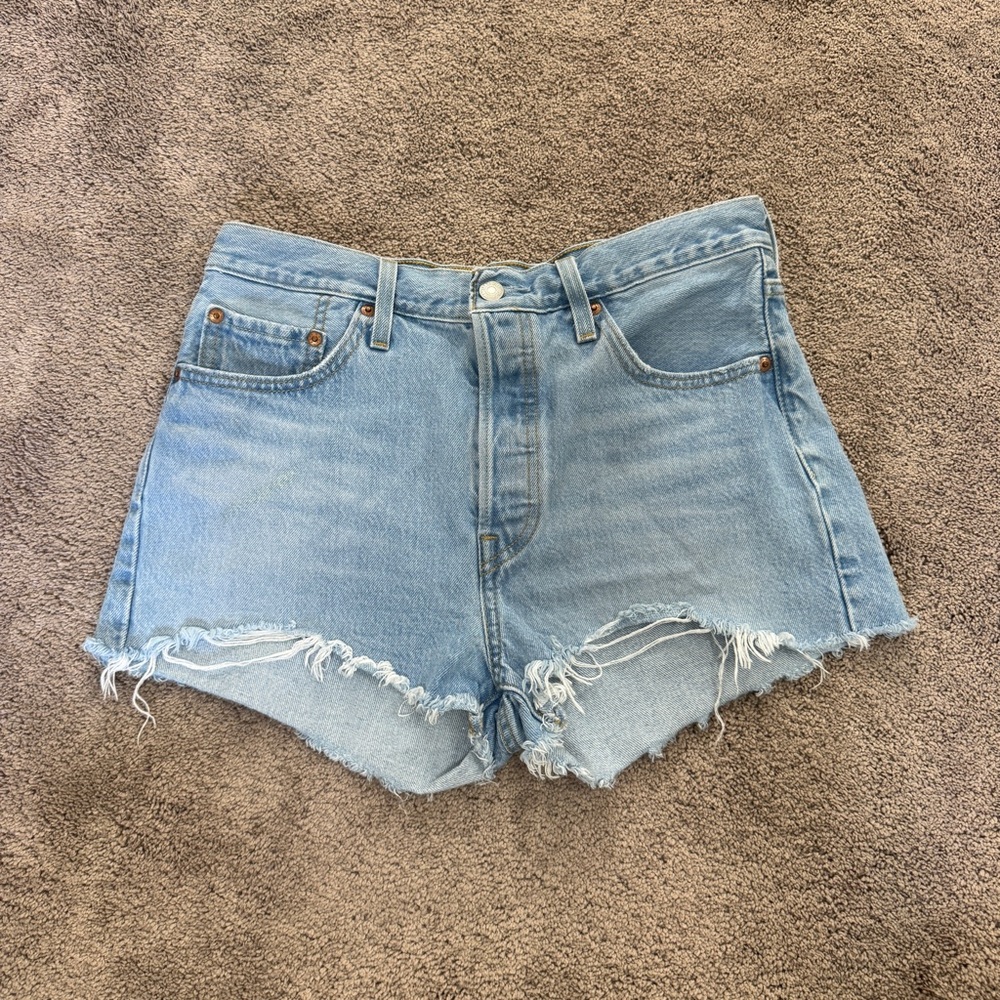 Levi's Light Blue Distressed Cutoff Denim Shorts